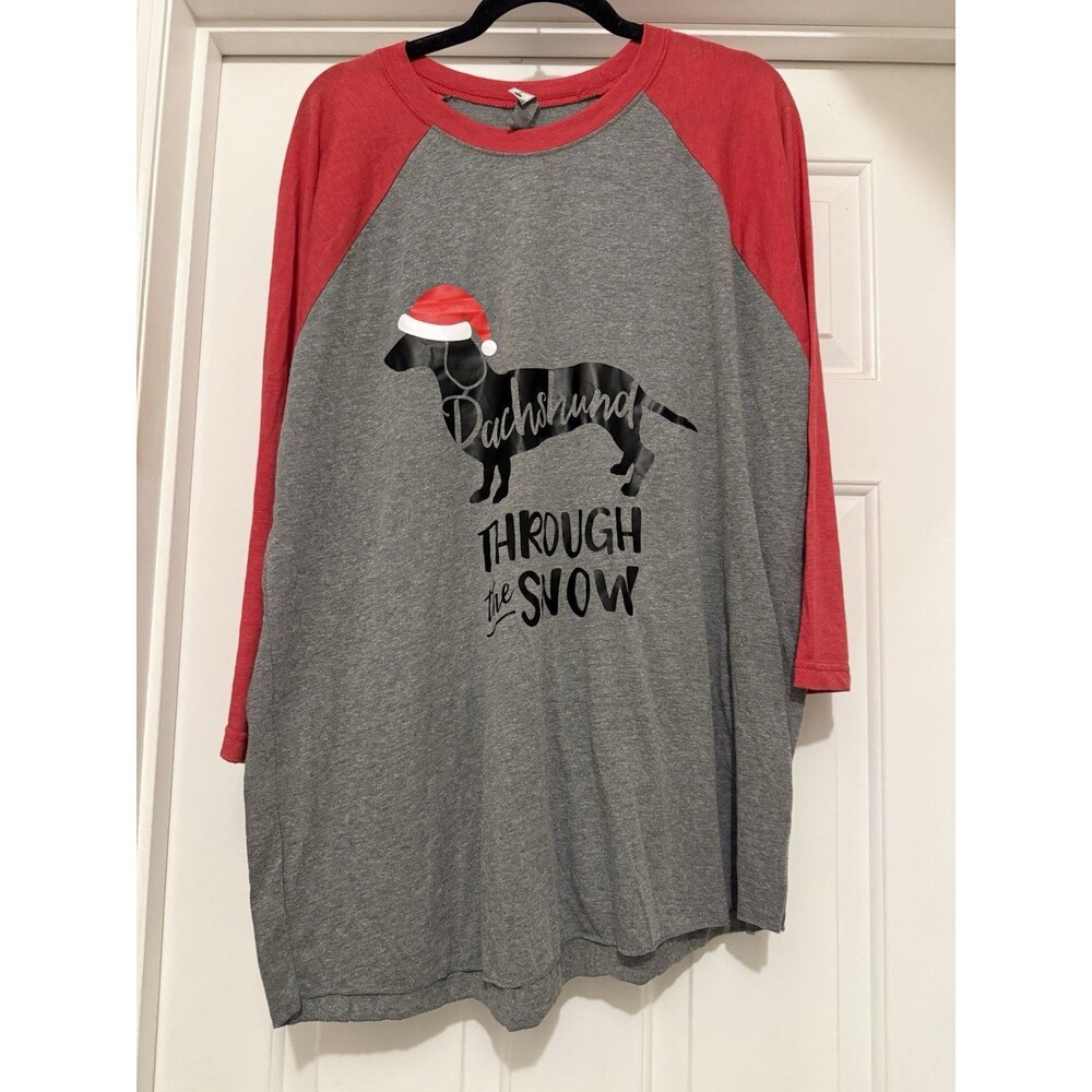 Next Level Apparel Women’s DACHSHUND THROUGH THE SNOW 3/4 Length Sleeve Shirt XL